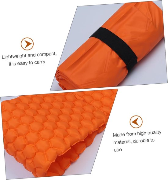 Luchtbed Slaapmat - Kampeer mat - Buiten slapen - Lichtgewicht en compact - 192x58x6cm - Oranje — afbeelding 4