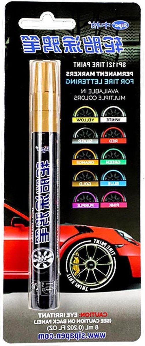 Bandenlakstift - Lakmarker Auto - Wielen Personaliseren - Waterdichte Inkt - 1 Stuk - Wit