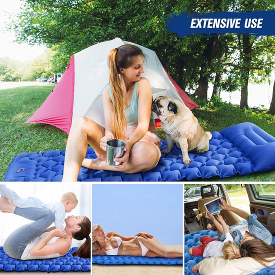 Luchtmatras - Slaapmat Kamperen - Outdoor Activiteiten - Zelfopblaasbaar - 196x68 cm - Groen — afbeelding 4
