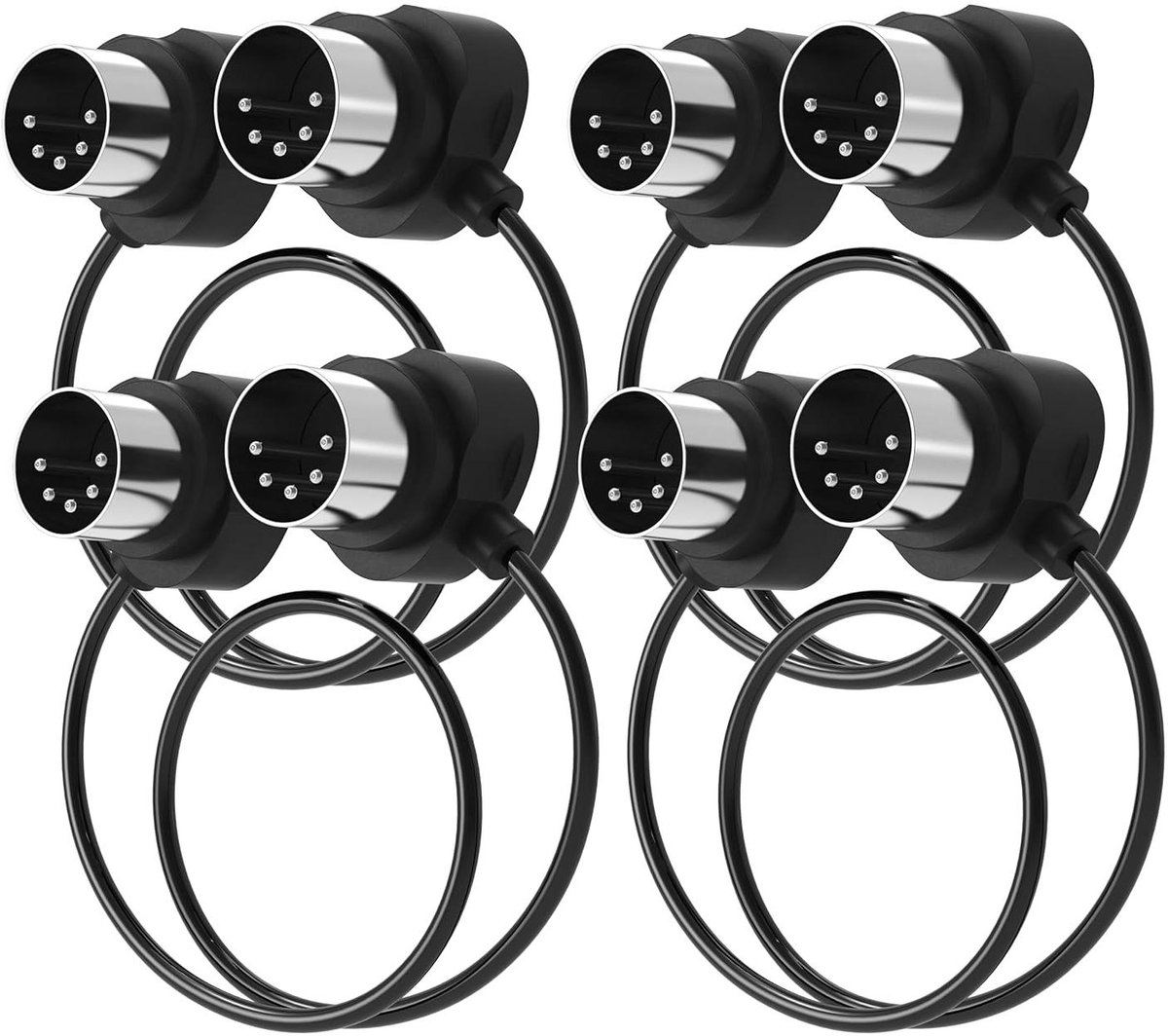 MIDI Kabel Set - 5-pins Din - Muziek Maken - Ultrasmalle Stekkers - 4x 60 cm - Zwart