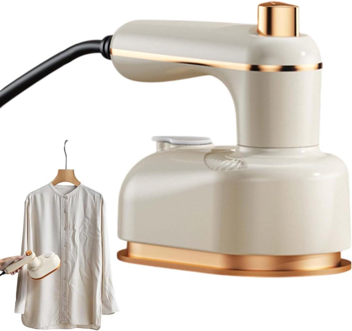 Reis Stoomstrijkijzer - Opvouwbare Kledingstomer - Kreukvrije Kleding - Compact Draagbaar Ontwerp - 50 ml Tank - Beige