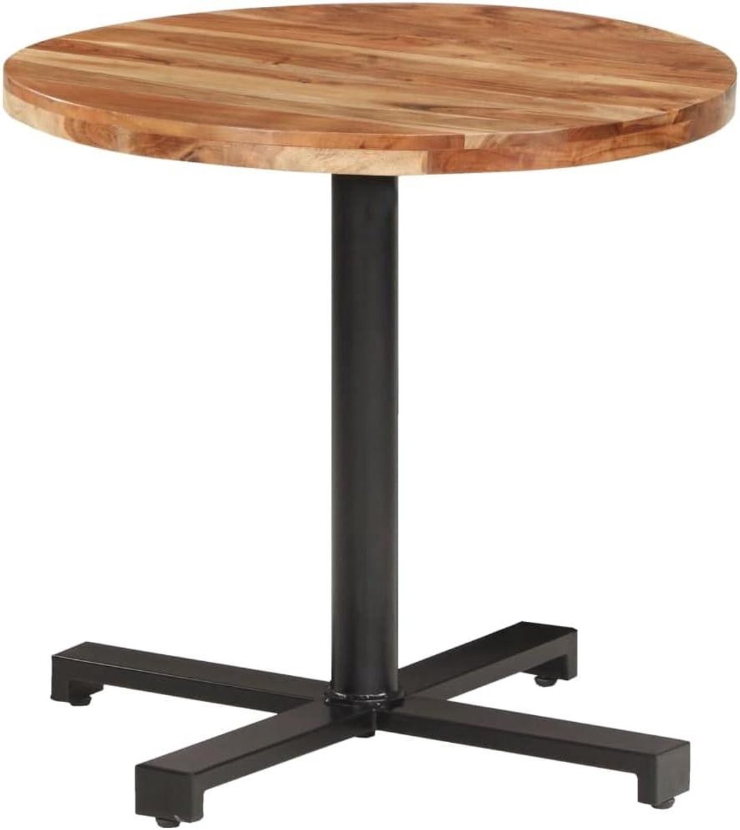 Ronde Bistrotafel - Eettafel Tuin - Gezellig Dineren - Massief Hout - 80 x 75 cm - Bruin