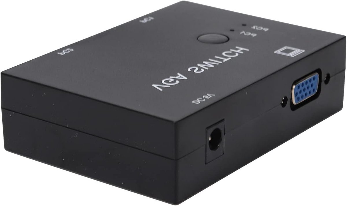 VGA Switcher - Beeldscherm Delen - Meerdere Computers - 2 Hosts 1 Scherm - 14 x 11 x 3 cm