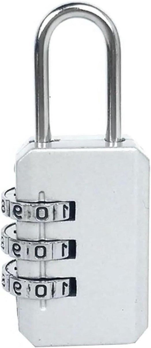 Cijferslot Koffer - Bagageslot Combinatie - Veilig Reizen - 3-Cijferig Beveiliging - Compact - Zilver