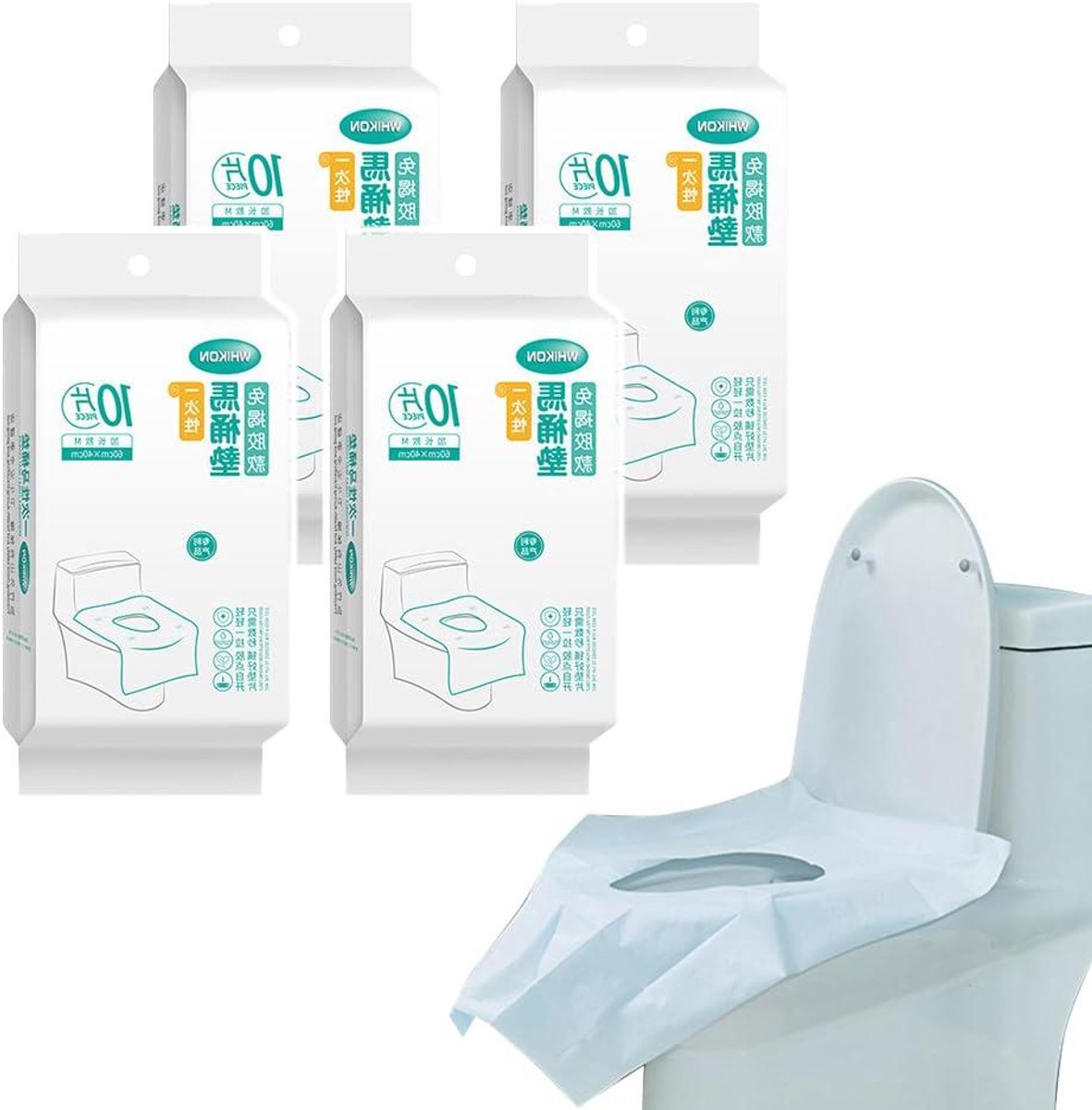 Wegwerp Toilet Brilhoezen - Hygiënische Covers - Reizen en Onderweg - Waterdicht en Zelfklevend - 40 Stuks - Blauw