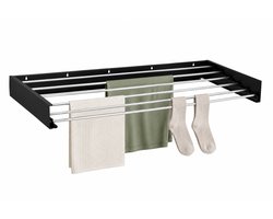 Home&Garden Wanddroogrek Inklapbaar 100 cm Zwart - 6 Meter Drooglengte - Wasrek Hangend - Wandmontage voor Binnen en Buiten