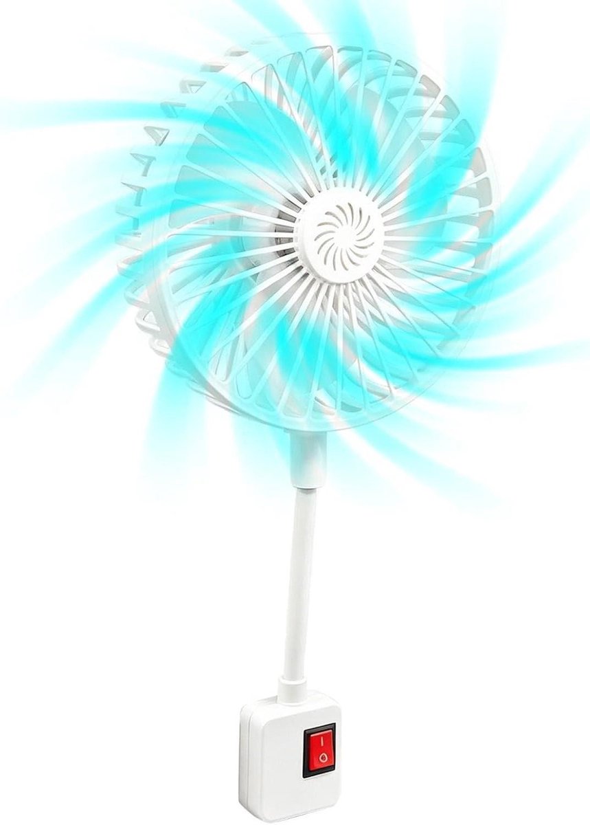 Kleine Ventilator - Stille Mini Ventilator - Persoonlijke Koeling - Flexibele Zwanenhals - 12.2cm Hoog - Wit