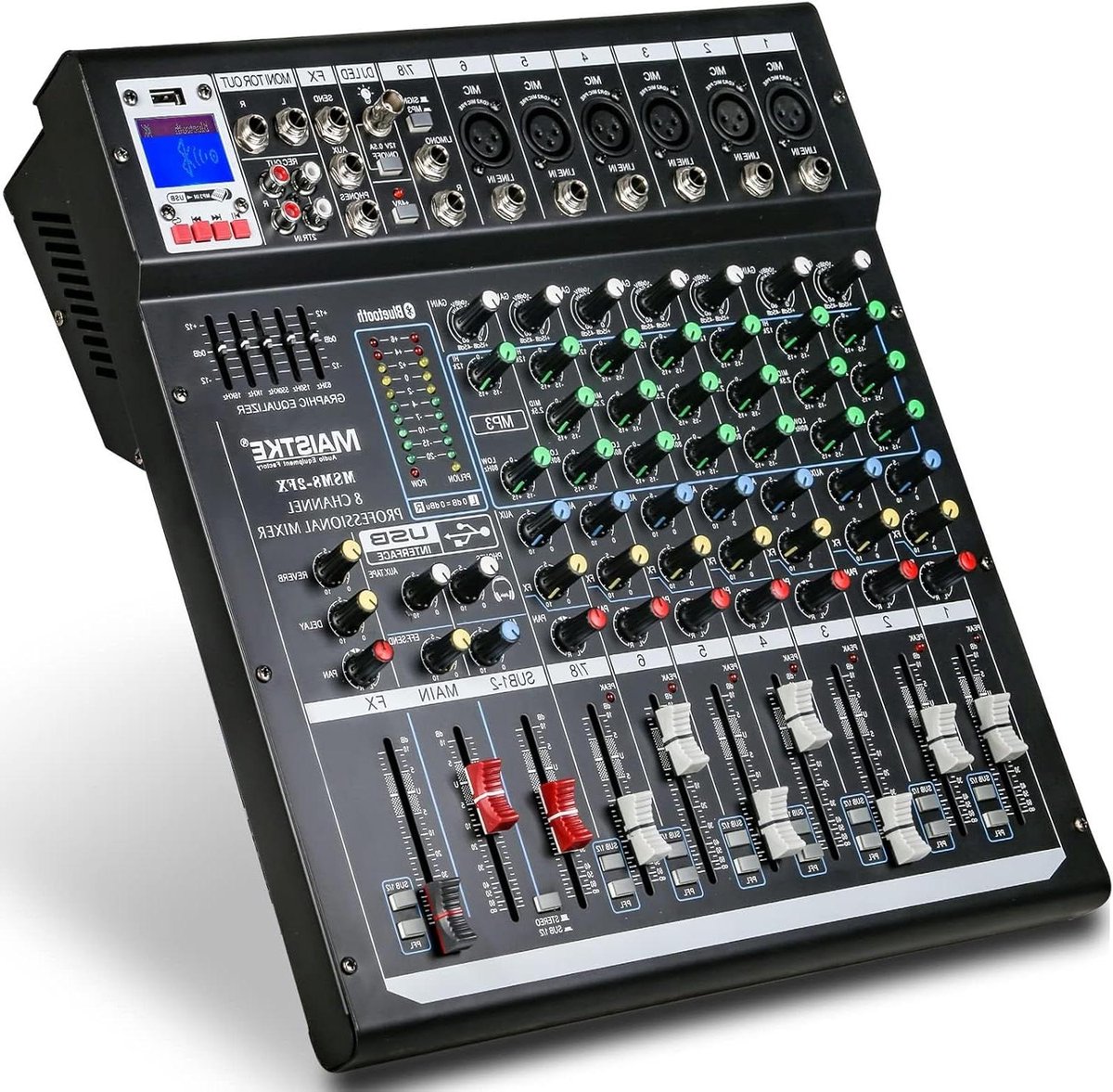 Mengpaneel met FX - Audio Mixer - Muziek Mixen - 8 Kanalen Bluetooth USB