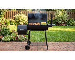 Houtskoolbarbecue House&Garden Smoker Pro XXL – BBQ Grillwagen met Deksel, Rookoven, Thermometer & Zijtafels – Grote Houtskool Grill Smoker voor Buiten – Verrijdbare Barbecue Grill met Schoorsteen – 147x126x126 cm – Zwart