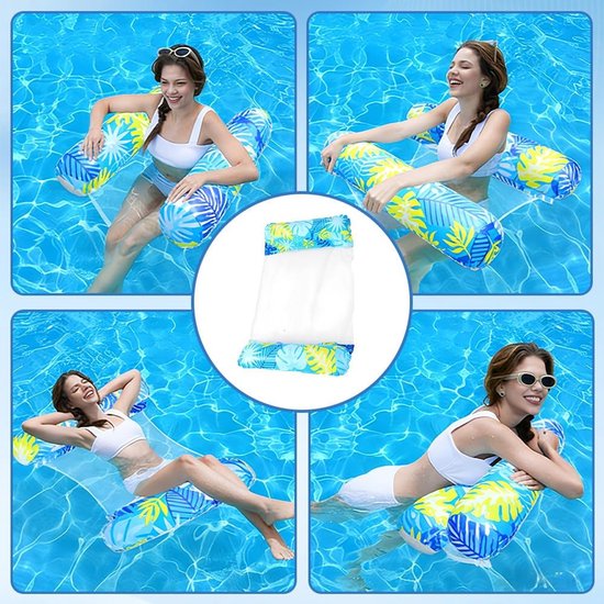 Luchtmatras Zwembad - Waterhangmat Opblaasbaar - Ontspannen in Water - Netstructuur Half Verzonken - 120 x 70 cm - Meerkleurig — afbeelding 4
