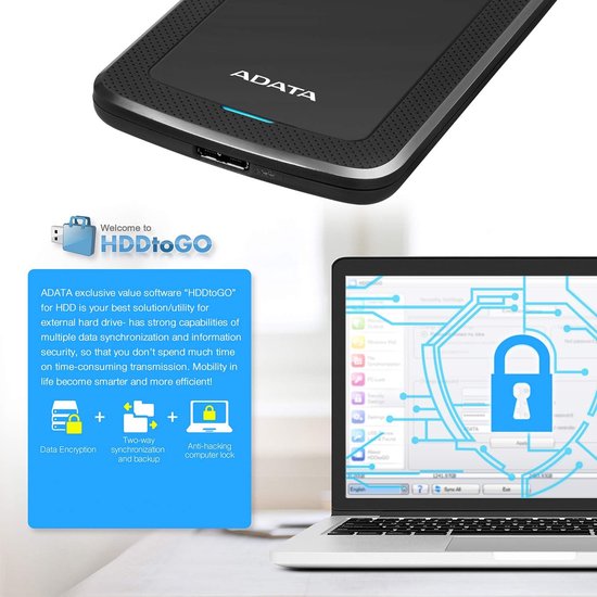 Externe Harde Schijf - Draagbare Opslag - Bestanden Opslaan - Schokdetectie Technologie - 1 TB - Zwart — afbeelding 2