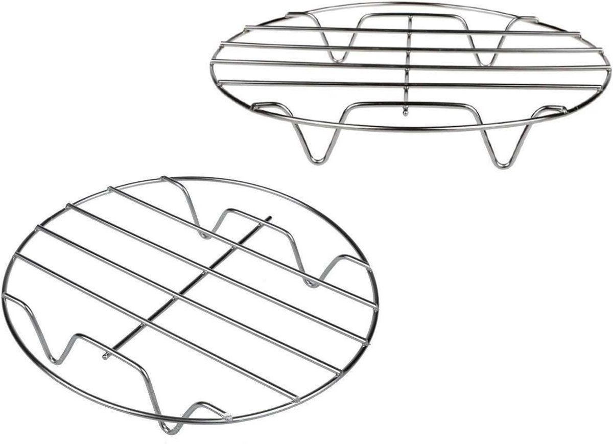 Airfryer Rack - Stoomrek Koelrek - Koken en Koelen - Roestvrij Staal - 7 Inch - Zilver