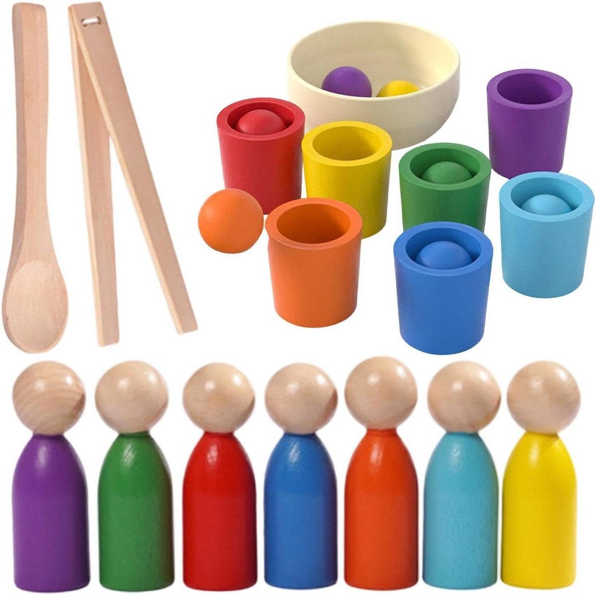 Kleur Sorteerspeelgoed - Leren Spel - Vroeg Leren Kleuren - Duurzaam Houten Ontwerp - 17 x 45 x 16 cm