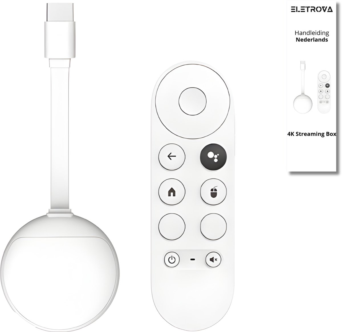 Eletrova 4K Streaming Box - TV Cast - Android-14 - TV Box - WiFi & Bluetooth – 16GB - Smart TV Upgrade - Voor HDMI-tv’s - NL Handleiding