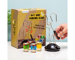 Out of the Blue - Hot Wire Drankspel - Zenuwspiraal Met Shotglazen - Inclusief 4 Shotglazen - 19x10x23 cm - Drankspel Voor 2 of Meer Personen - Party Game Voor Feestjes en Vrijgezellenavonden
