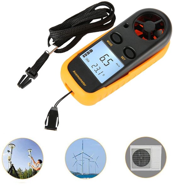 Digitale Anemometer - Windsnelheidsmeter Thermometer - Windmeting Analyseren - 5 Windsnelheidseenheden - 10.5 x 4 cm - Grijs — afbeelding 3