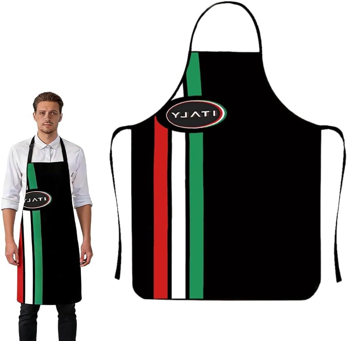 Keuken Schort - Bakkersschort BBQ - Pizza Bakken - Verstelbare Band - 60 x 80 cm - Italian Flag
