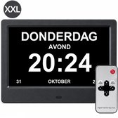 Brixy Dementieklok XXL - 24 Alarmfuncties - Incl. Afstandsbediening - Automatische Dimfunctie - Kalenderklok - Zwart
