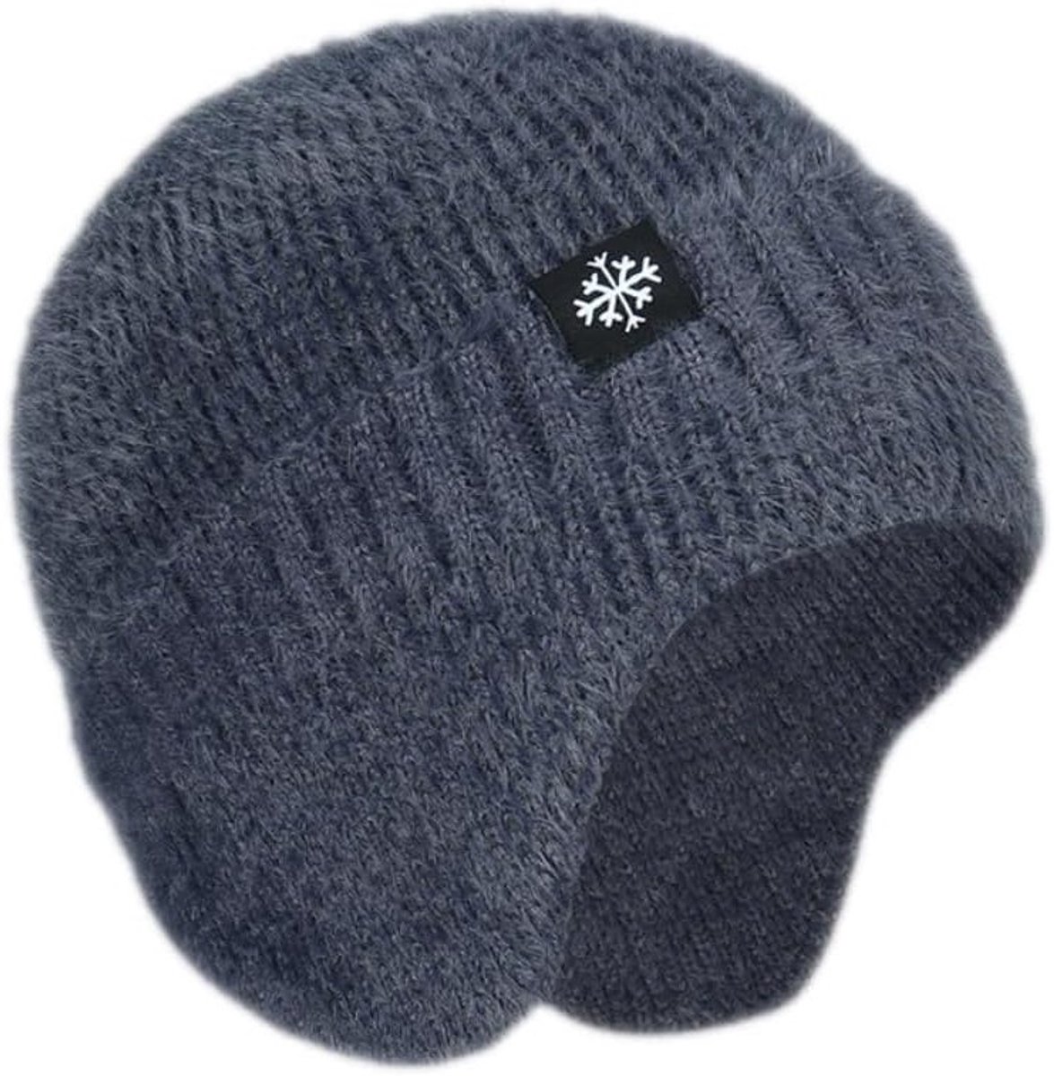 Warm gebreide wintermuts met oorbescherming, unisex beanie voor skiën, hardlopen en wandelen, zacht en rekbaar ontwerp voor optimaal comfort