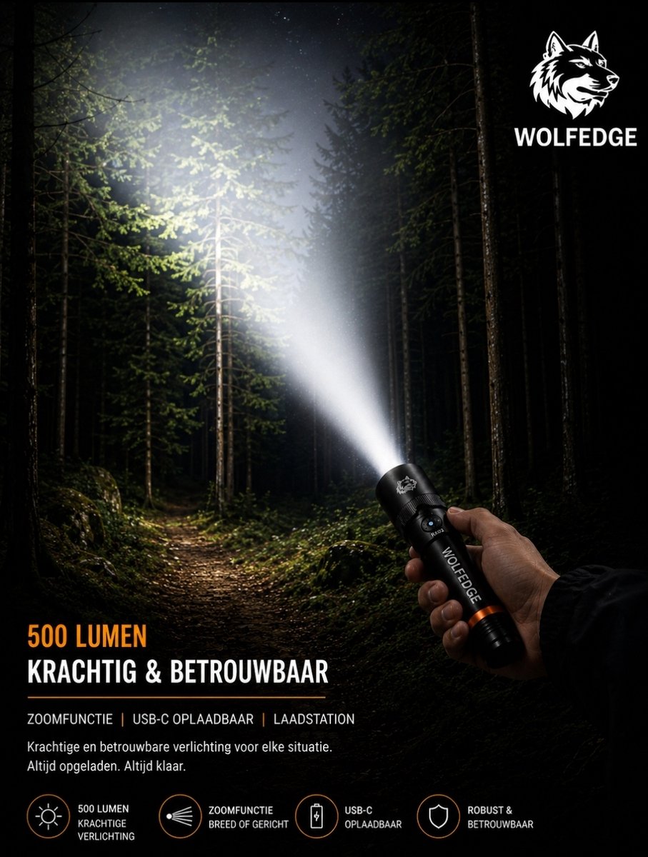Zaklamp wolfedge RX02 500 lumen