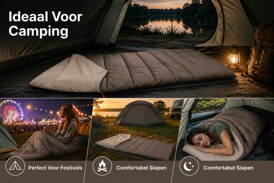 HEM Slaapzak Envelop 190x75 cm Taupe - Zomer Slaapzak - Inclusief Opbergzak - Camping - Festival - Logeren van HEM — afbeelding 4
