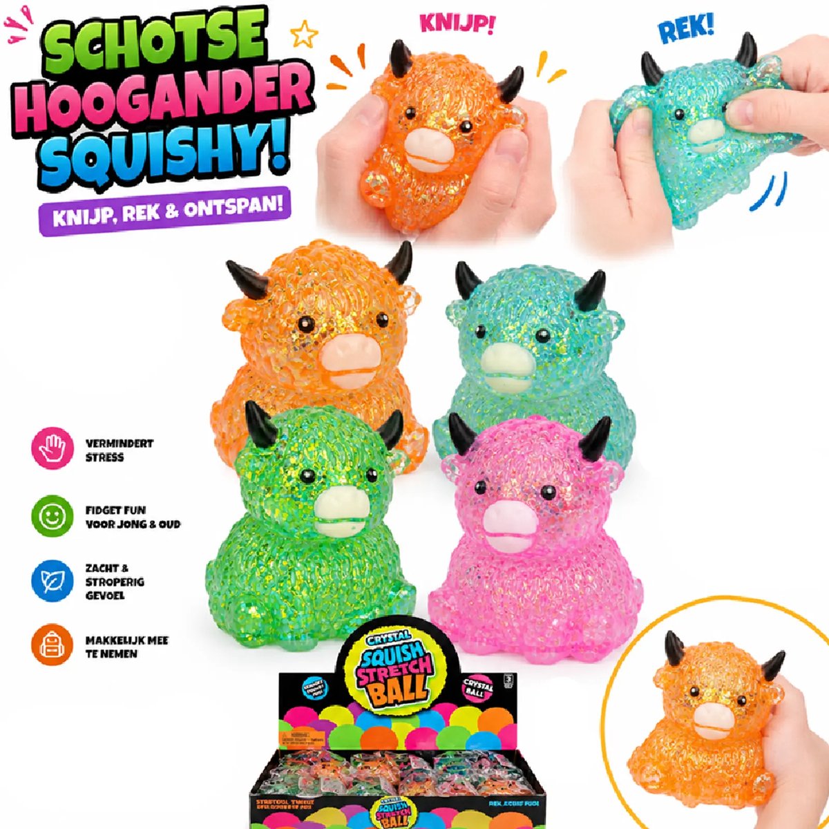 Schotse Hooglander Squishy - Suikergel - 1 exemplaar - Slow Rising - Maltose - Fidget Toys