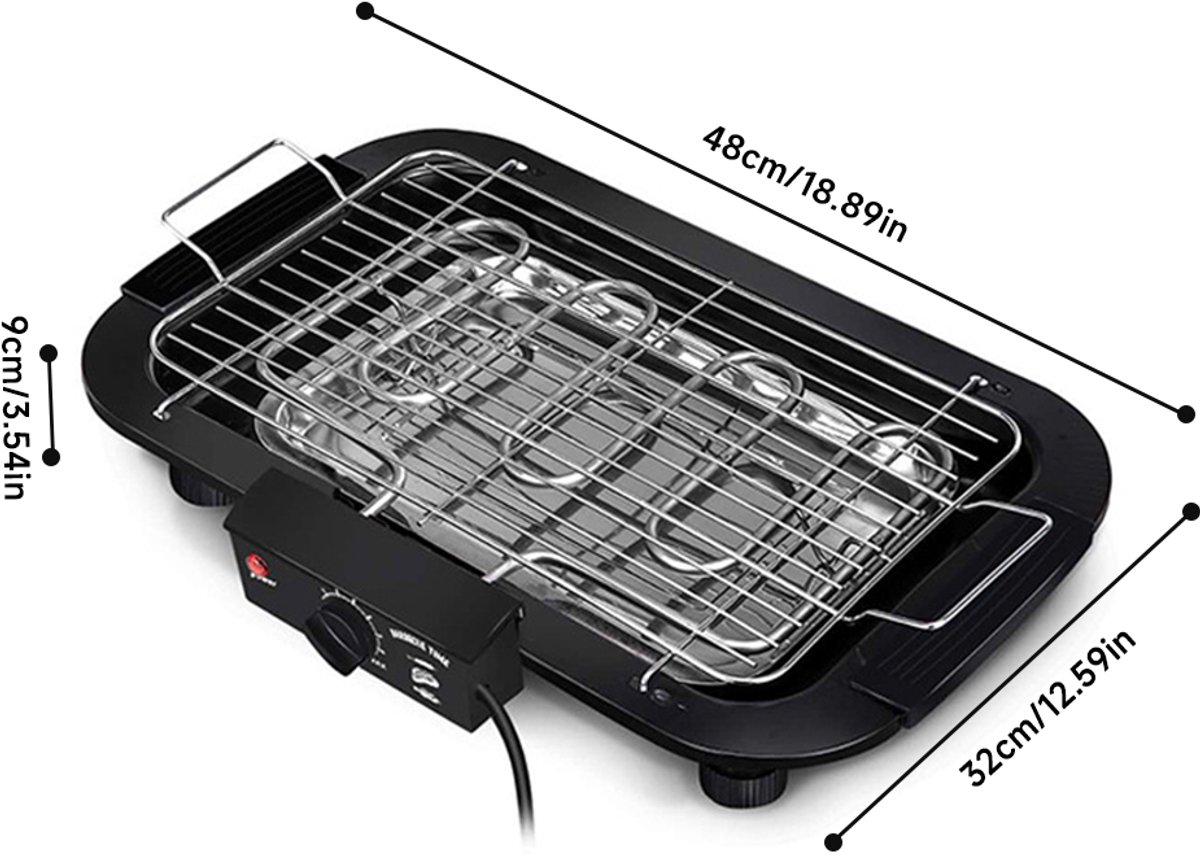 Jently elektrische tafelgrill - tafelgrill - roestvrij staal - temperatuurregeling - camping/thuis