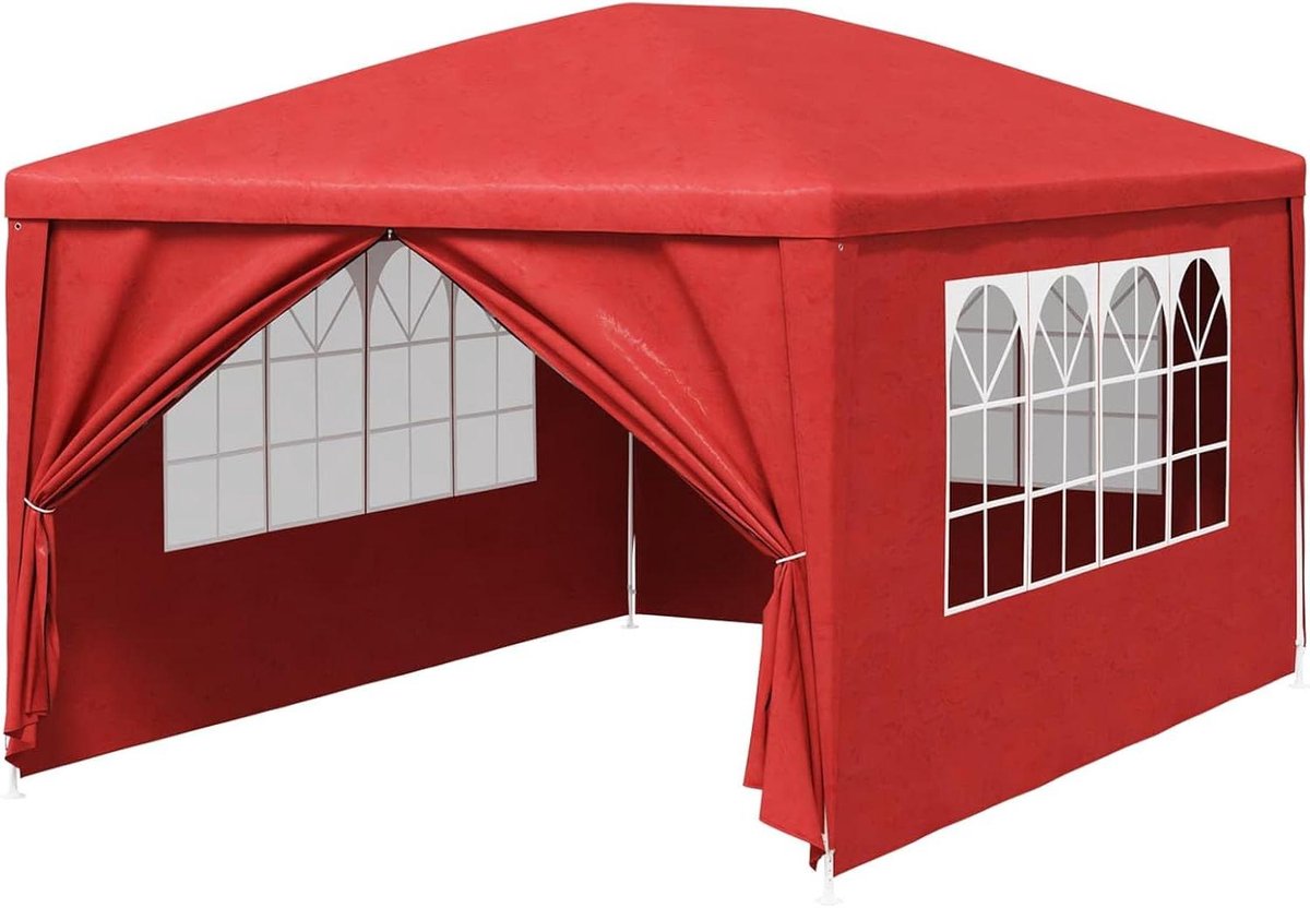 Partytent Weerbestendig - Feesttent Tuin - Outdoor Evenementen - Afneembare Wanden - 400 x 300 cm - Rood