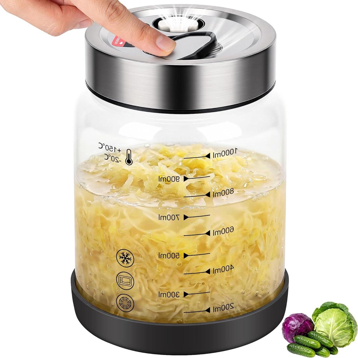 Fermentatiepot met ventiel - Glazen pot - Zelf Kefir Maken - BPA-vrij borosilicaatglas - 1