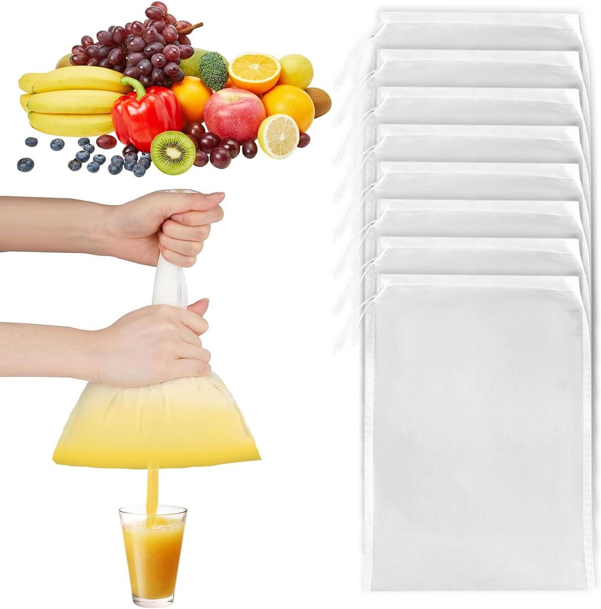 Voedselzeef - Keukenzeef - Fijn Zeven - Duurzaam Nylon - 30 cm Lengte - Wit