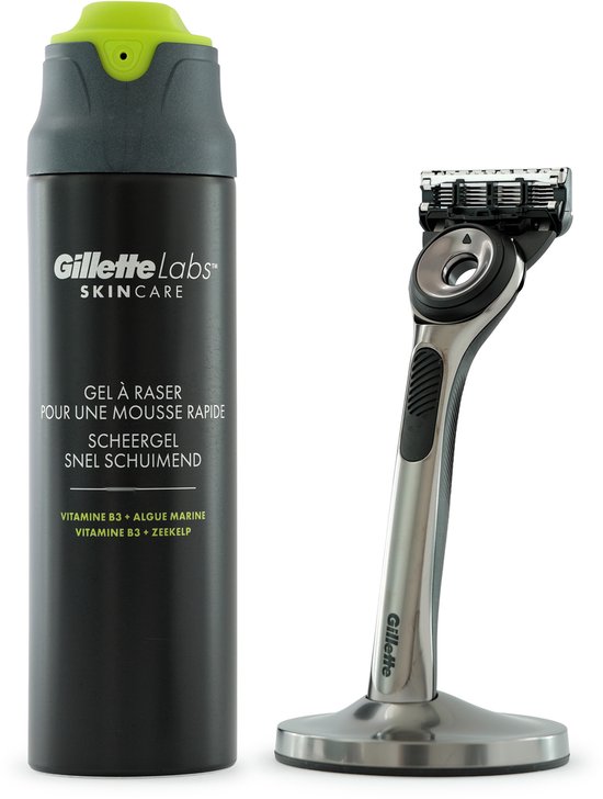 Gillette Labs With Exfoliating Bar Van Gillette- Scheerset Heren – Scheerapparaat & Scheergel 198 ml
