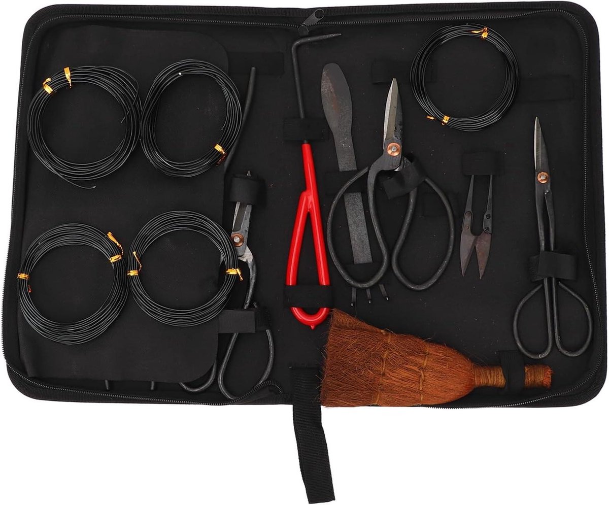 Bonsai Gereedschap Set - Tuinieren Handgereedschap - Bonsai Verzorging - Koolstofstaal Materiaal - 36 x 26 x 6 cm - Zwart