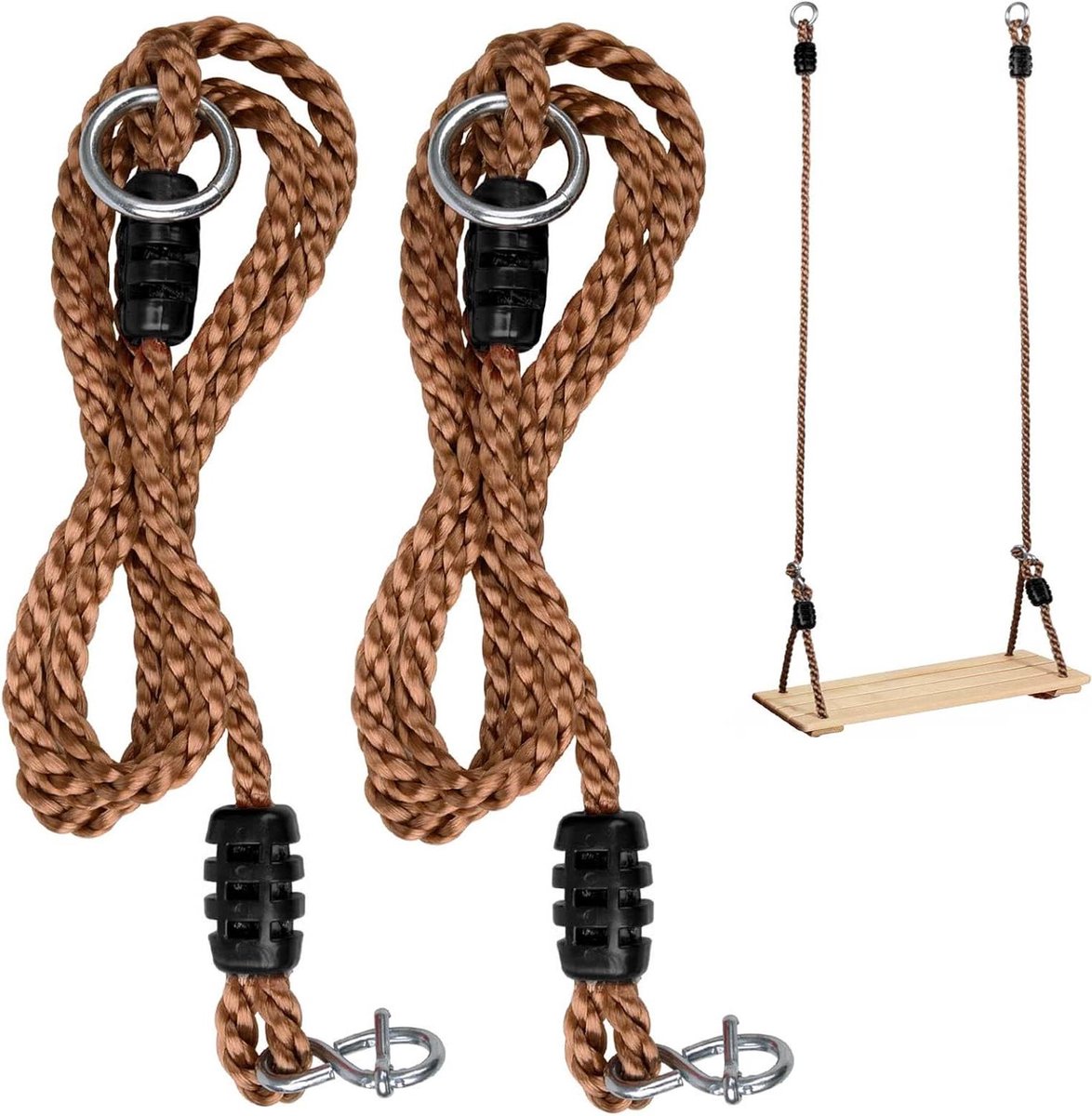 Schommeltouwen Set - Hangmat Touwen - Buiten Spelen - Verstelbaar Met Gesp - 180 cm - Bruin