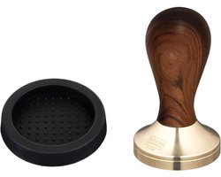 Koffie Tamper - Espresso Stamper - Perfecte Espresso Maken - Ergonomische Houten Greep - 53 mm - Rood