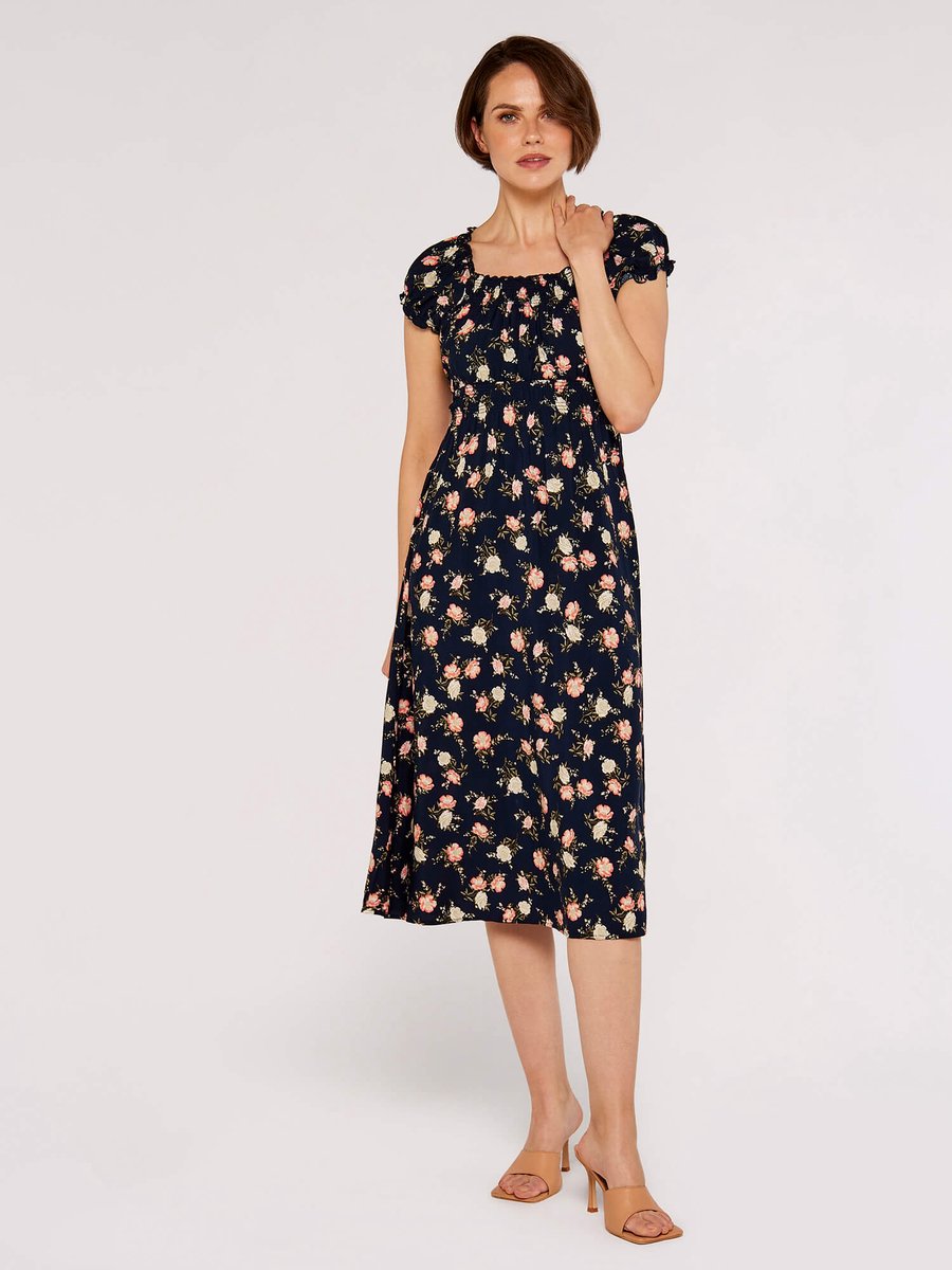 Vintage roze melkmeisjesjurk (midi)