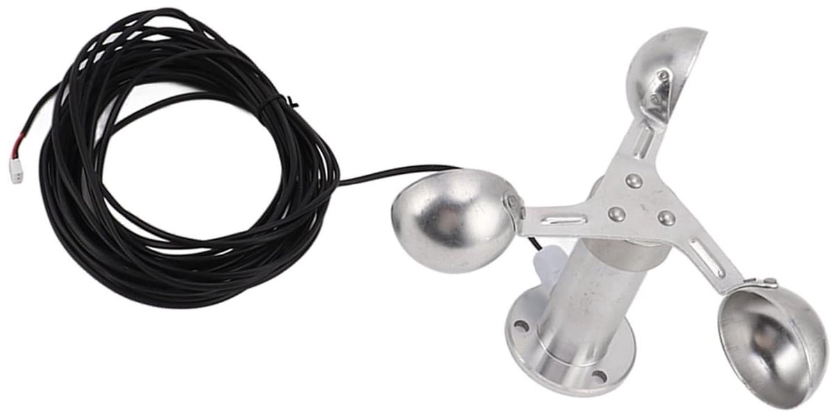 Windsnelheidssensor Anemometer - Windmeter Windvaan - Weer Meten - Aluminium Constructie - 0-70 M/s - Zilver
