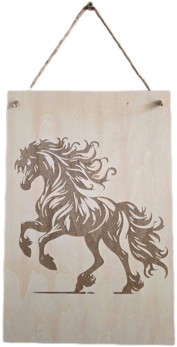 fries paard op hout gegraveerd Laserkado