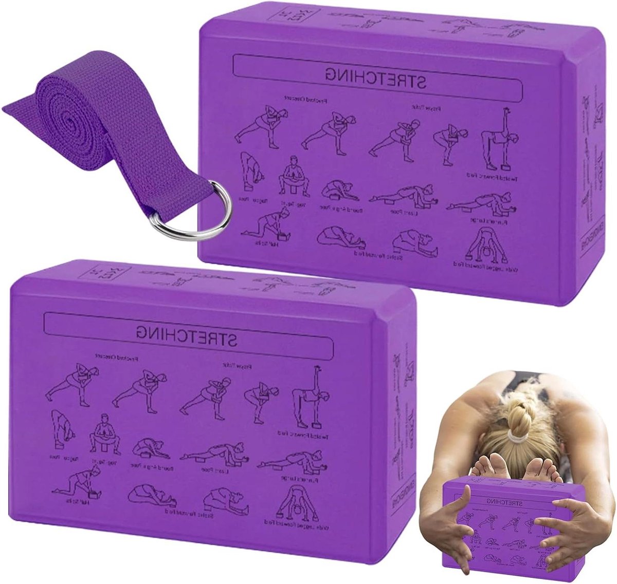 Foam Yoga Blokken - Yogablokken Set - Yoga Oefeningen - Antislip Ontwerp - 2 Stuks - Paars