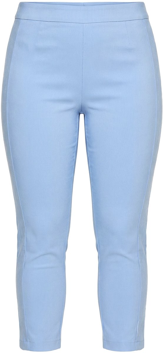 MIAMODA - Dames - Bengaline broek elastische Slim Fit metallic print - Ochtend blauw - Maat 60