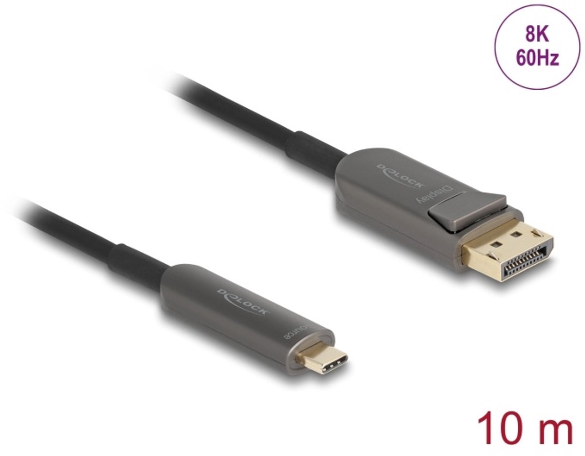DeLOCK 81605 video kabel adapter 10 m USB Type-C DisplayPort Zwart