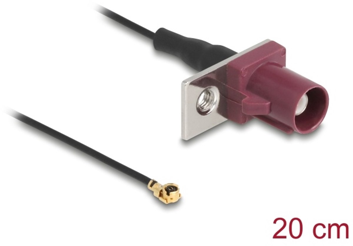 Image of Delock Antenna Cable FAKRA D plug to MHF® I plug 1.13 - 20 cm 1 prepunched hole