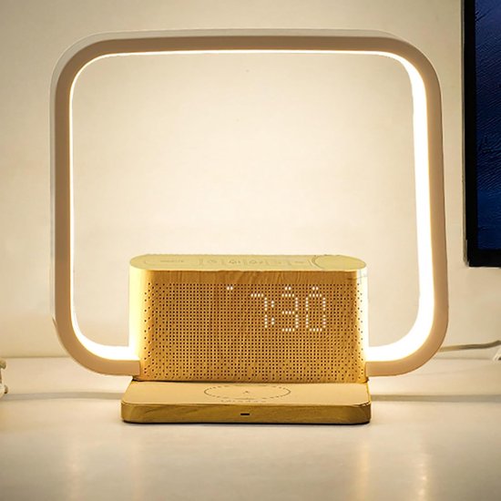 Wekkerlamp Witte Ruis - Nachtlamp Geluidsmachine - Rustige Slaap - Zonsopgang Simulatie - 25.5x5.1x22.8 cm - Houtnerf — afbeelding 4