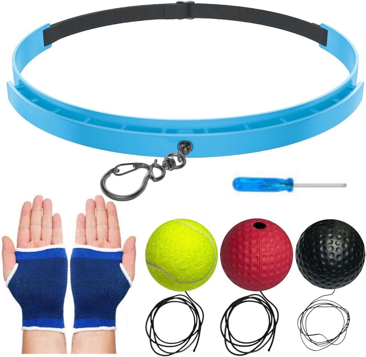 Boksbal Hoofdband - Reactie Bal - Hand Oog Training - Direct Klaar Voor Gebruik - Verstelbaar - Zwart