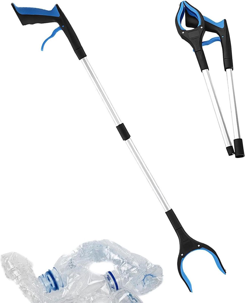 Grijper Reacher Tool - Opvouwbare Stok - Voorwerpen Pakken - Anti-slip Klauw - 83 cm - Blauw