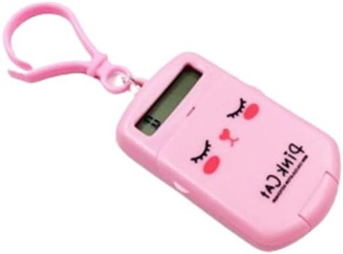 Mini Rekenmachine - Zakrekenmachine Kinderen - Basisberekeningen Leren - Schattig Clamshell Ontwerp - 8 Cijfer Display - Roze