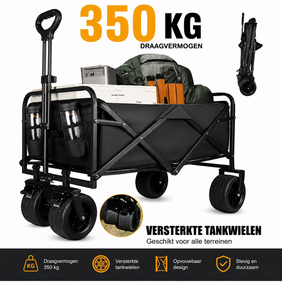 Opvouwbare Bolderkar XL - Trolley - Kar - Hulpkar