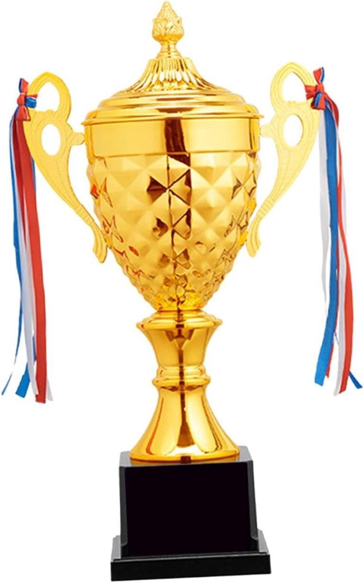 Gouden Trofee - Eerste Plaats Prijs - Sportevenementen Belonen - Robuust Metaal - 14 x 29 cm - Goud