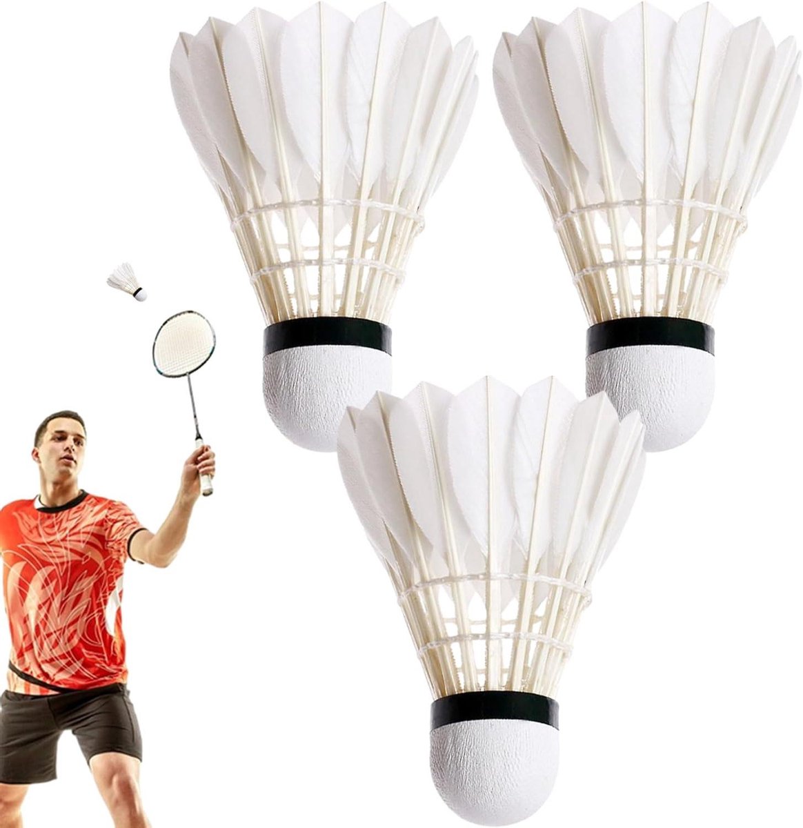 Badmintonballen Set - Vliegende ballen - Sport en spel - Duurzame kwaliteit - 3 stuks - Wit
