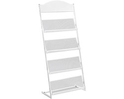 Brochure Display Stand - Literatuur Houder - Presentatie Materiaal - 4 Verstelbare Planken - A4 Formaat - Wit