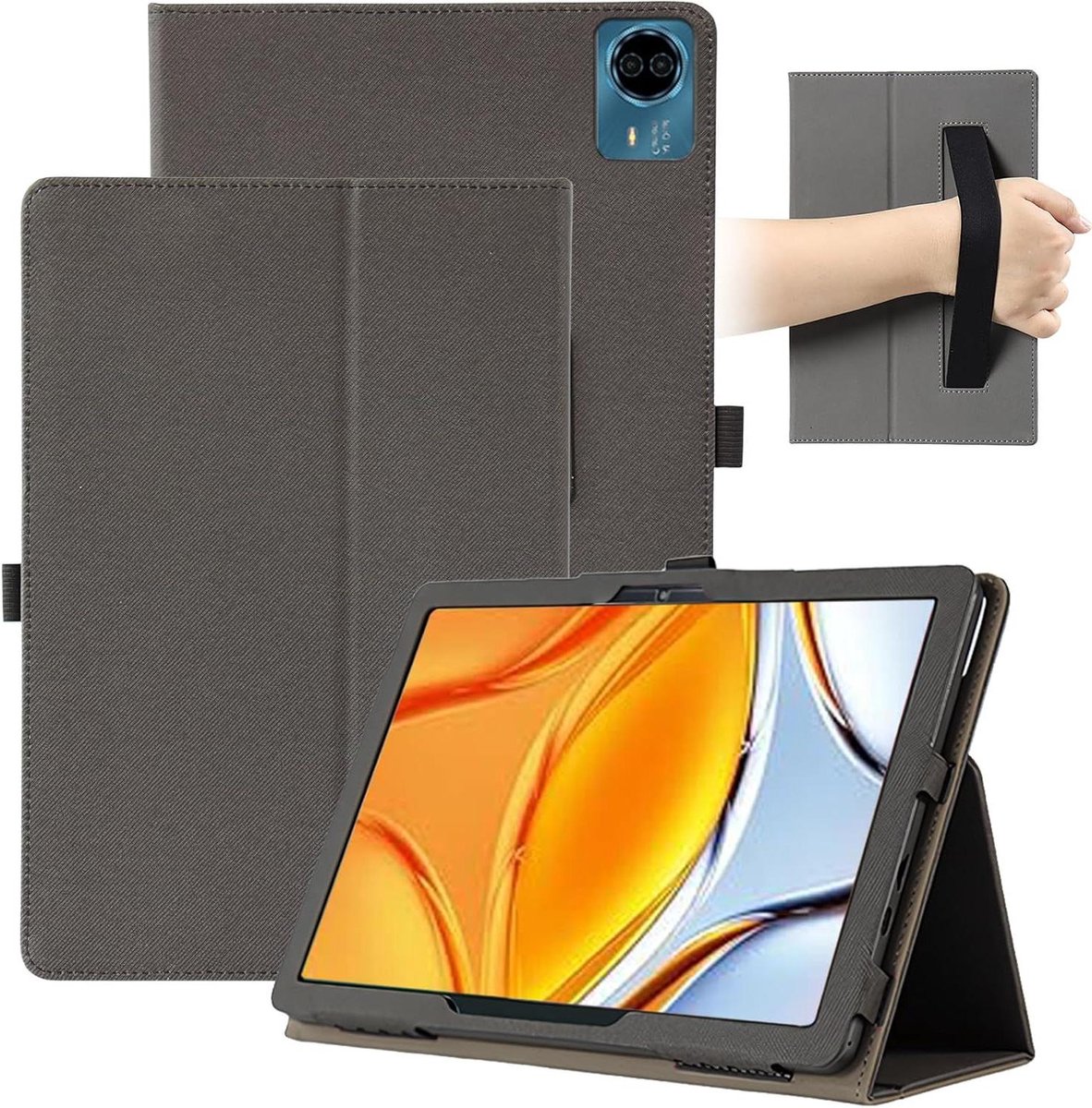Tablethoes - Beschermhoes - Tablet Bescherming - Magnetische Standaard - 14 inch - Grijs